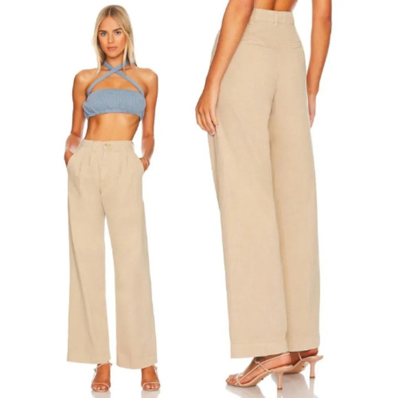 pistola Pants - New! Pistola Ellery High Rise Wide Leg Trouser in Sesame 28133